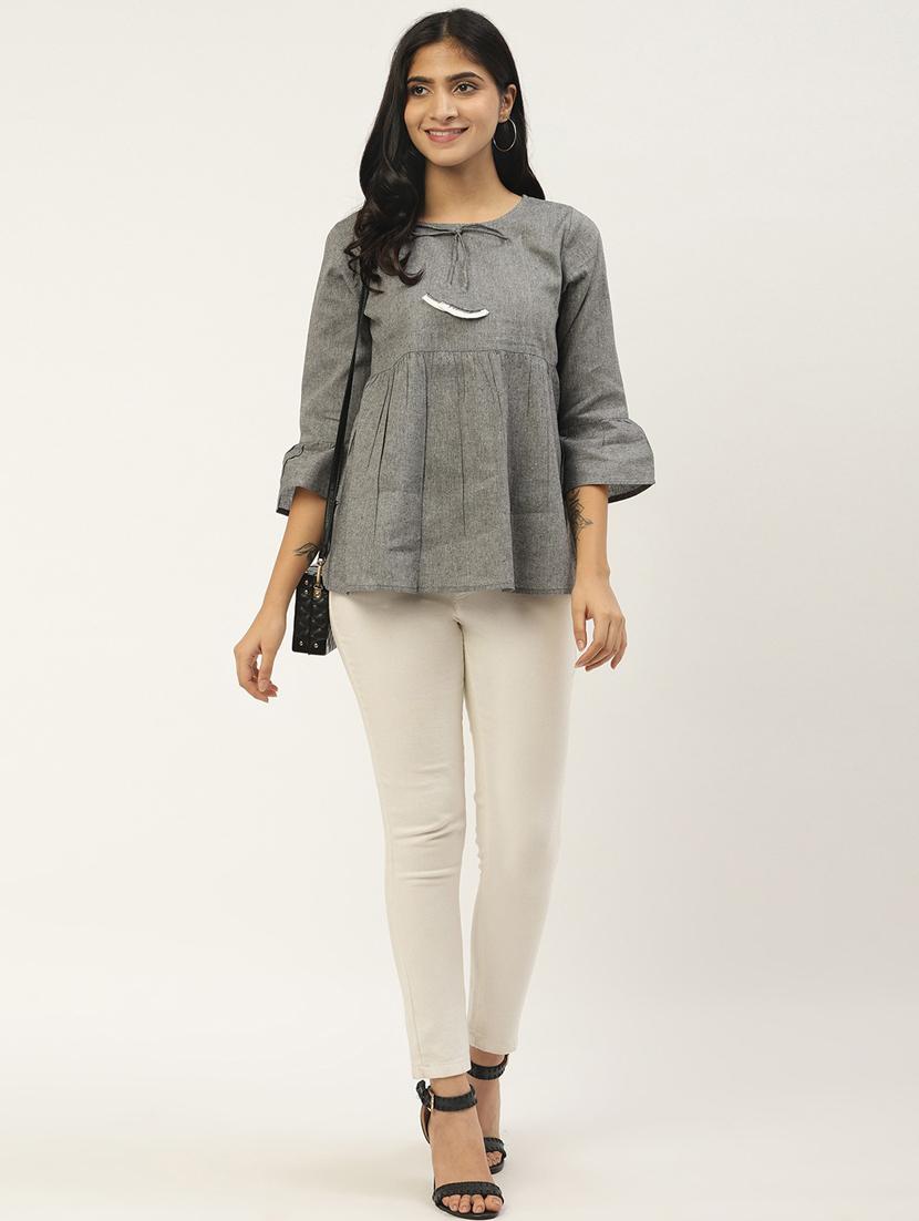 tie up neck bell sleeves top - 17344721 - Zoom Image - 4