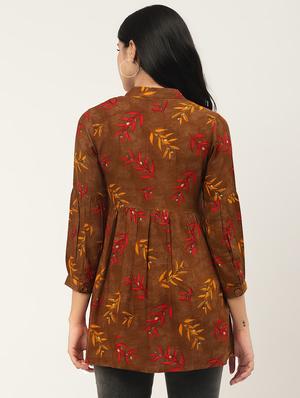mandarin neck floral top - 17344723 - Standard Image - 3
