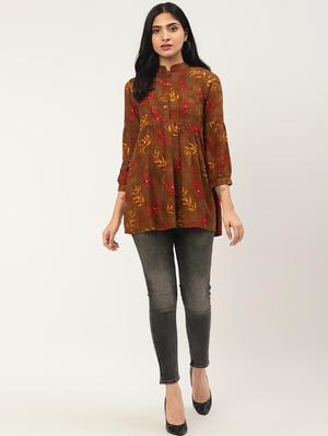 mandarin neck floral top - 17344723 - Standard Image - 4