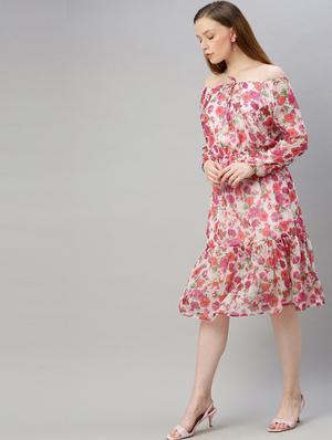 off shoulder floral dress - 17345608 - Standard Image - 2
