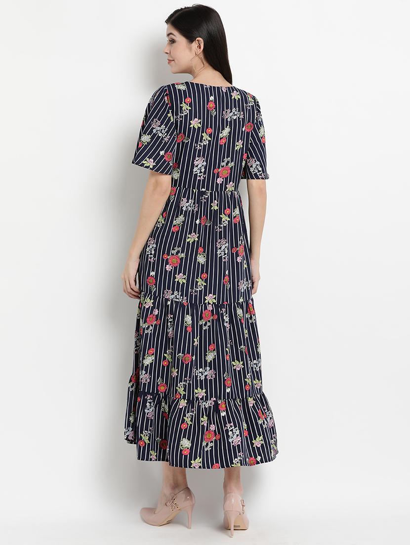 v neck striped maxi dress - 17347142 - Zoom Image - 3