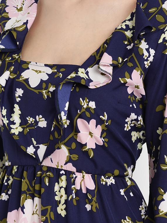 ruffle detail floral a-line dress - 17347145 - Zoom Image - 4