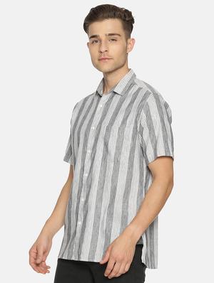 grey striped casual shirt - 17347308 - Standard Image - 2