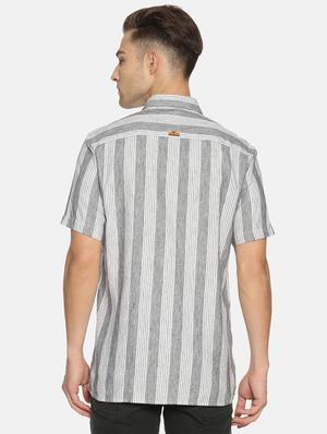 grey striped casual shirt - 17347308 - Standard Image - 3