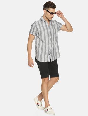 grey striped casual shirt - 17347308 - Standard Image - 4