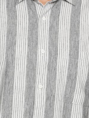 grey striped casual shirt - 17347308 - Standard Image - 5