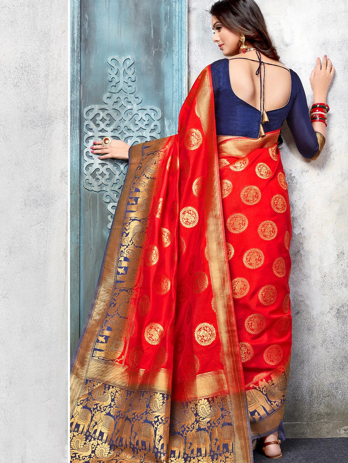 conversational banarasi saree with blouse - 17347372 - Zoom Image - 2