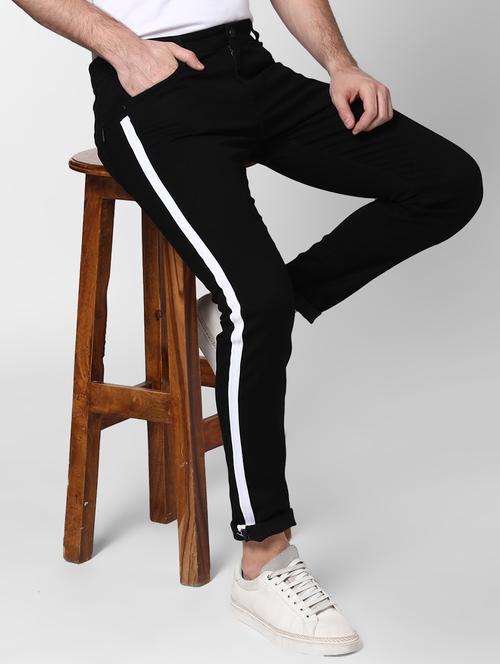 black side taped denim jeans - 17347488 - Standard Image - 1