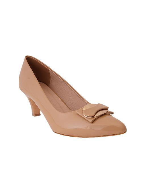 beige pu slip on pumps - 17347653 - Standard Image - 1