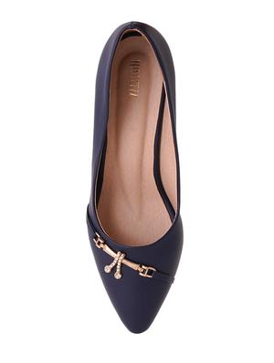 blue pu slip on pumps - 17347668 - Standard Image - 4