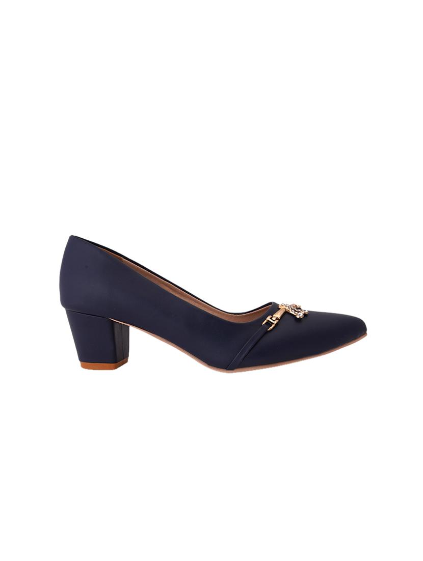 blue pu slip on pumps - 17347668 - Zoom Image - 2