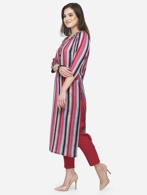 striped straight kurta - 17347826 - Standard Image - 2