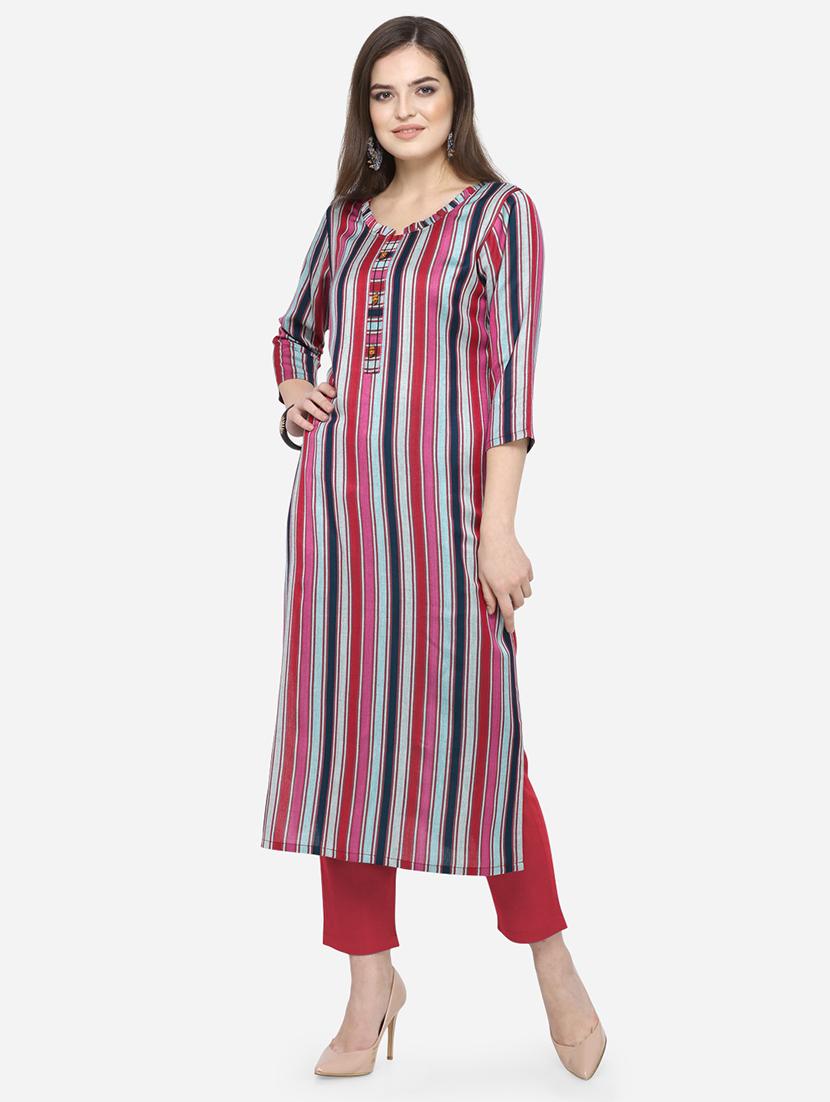 striped straight kurta - 17347826 - Zoom Image - 1