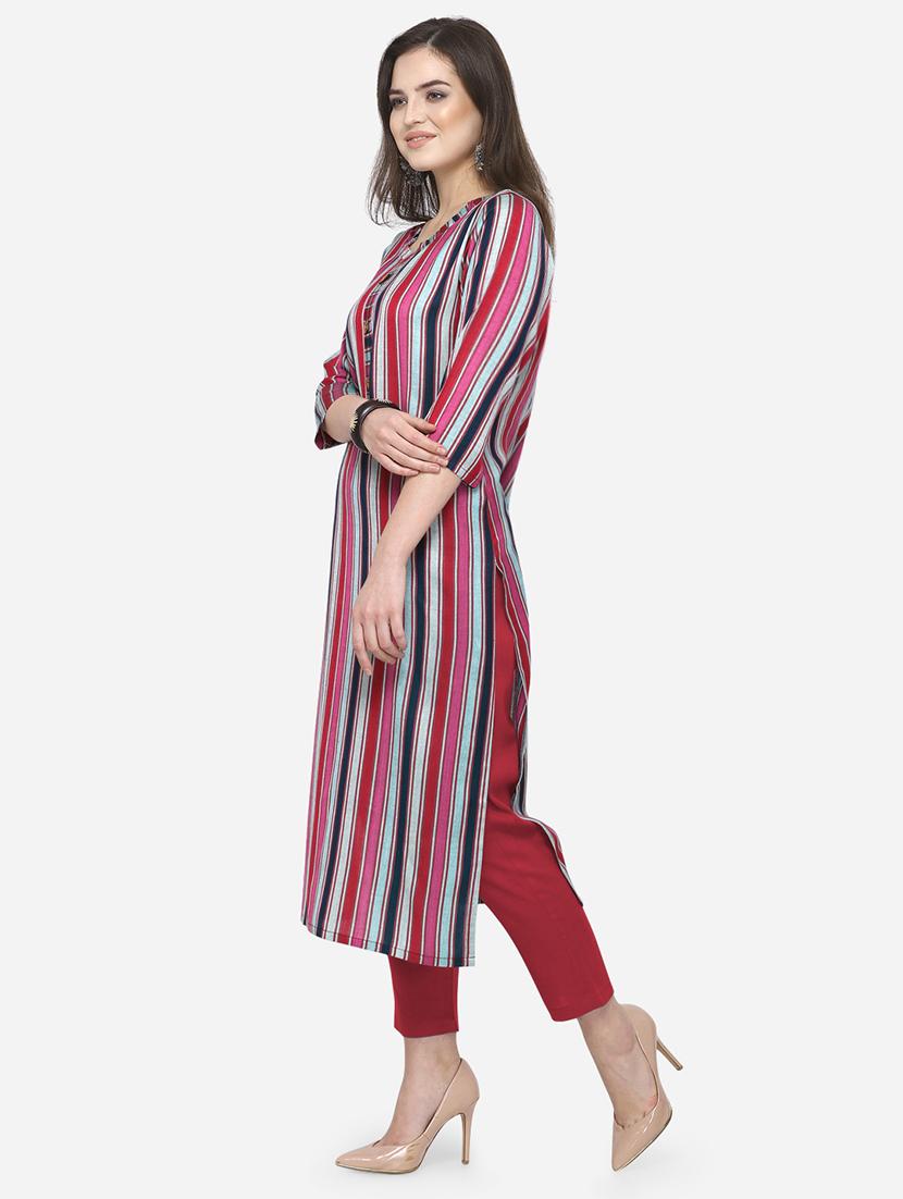 striped straight kurta - 17347826 - Zoom Image - 2