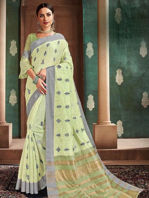 embroidered handloom saree with blouse - 17347907 - Very Small Image - 1