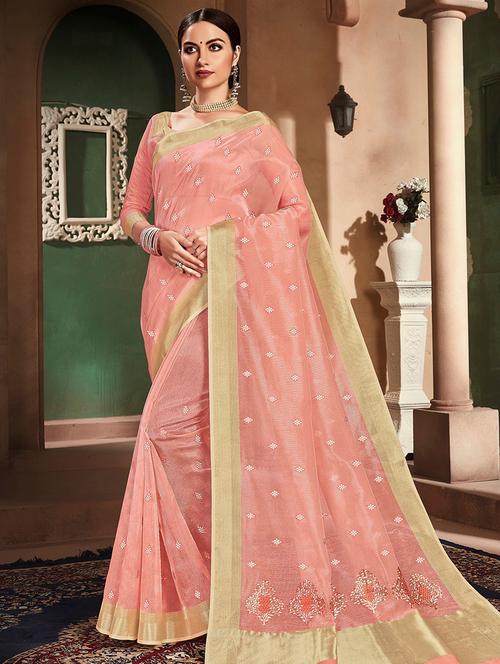 embroidered handloom saree with blouse - 17347908 - Very Small Image - 1