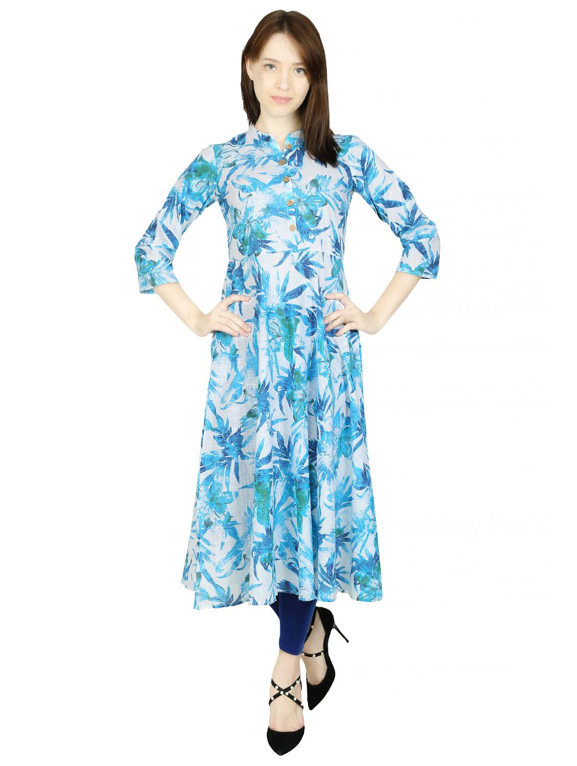 printed flared kurta - 17348100 - Zoom Image - 1