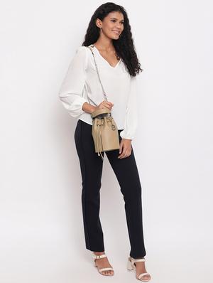 beige leatherette (pu) regular sling bag - 17348468 - Standard Image - 6