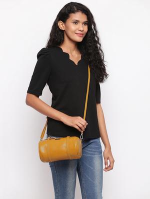 yellow leatherette (pu) regular sling bag - 17348483 - Standard Image - 5