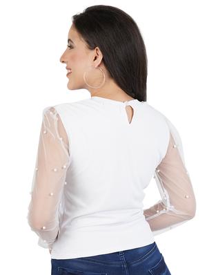 pearl embellished crop top - 17348521 - Standard Image - 3