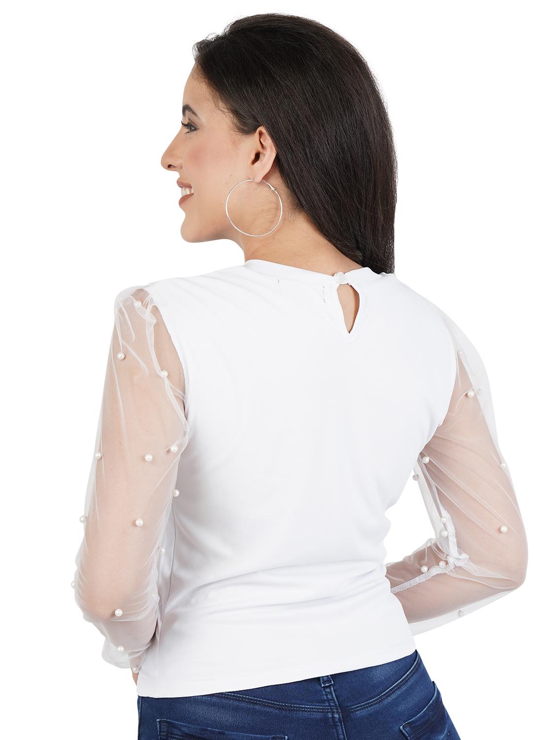 pearl embellished crop top - 17348521 - Zoom Image - 3