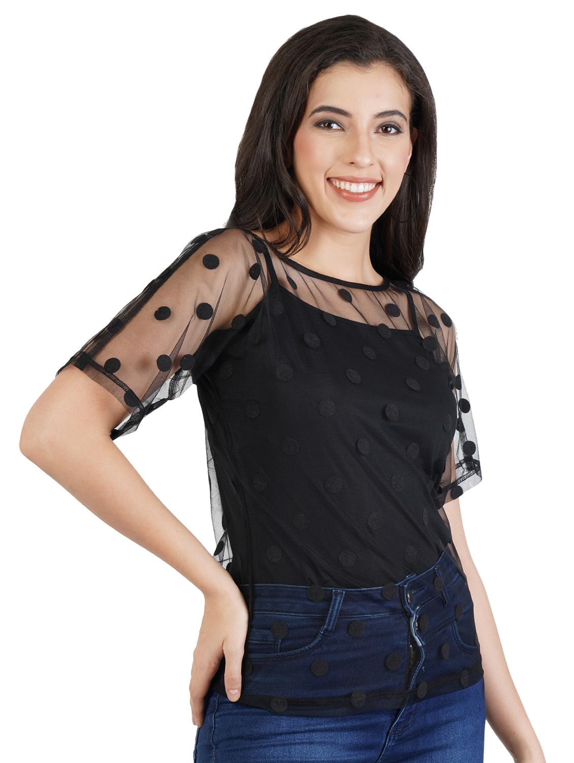 mesh polka dot top - 17348523 - Zoom Image - 2