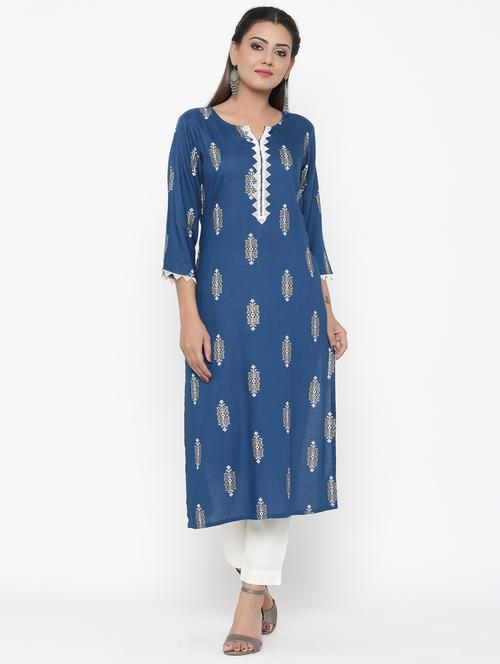 printed straight kurta - 17348589 - Standard Image - 1