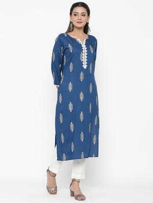 printed straight kurta - 17348589 - Standard Image - 2
