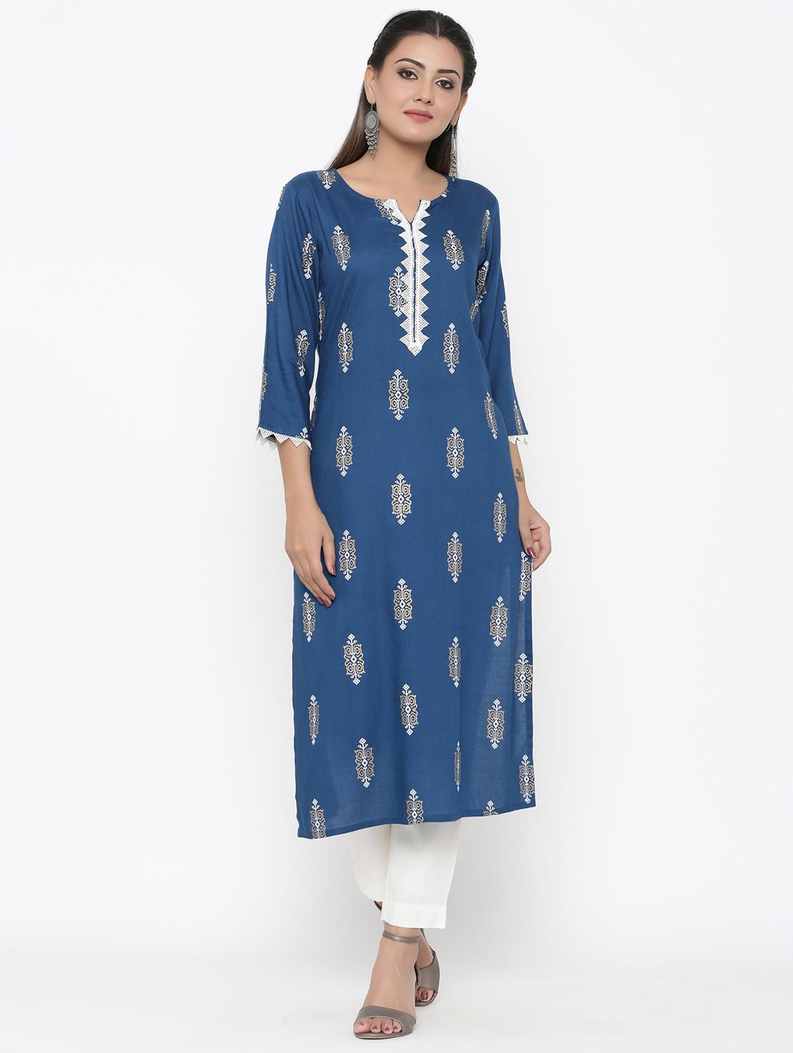 printed straight kurta - 17348589 - Zoom Image - 1
