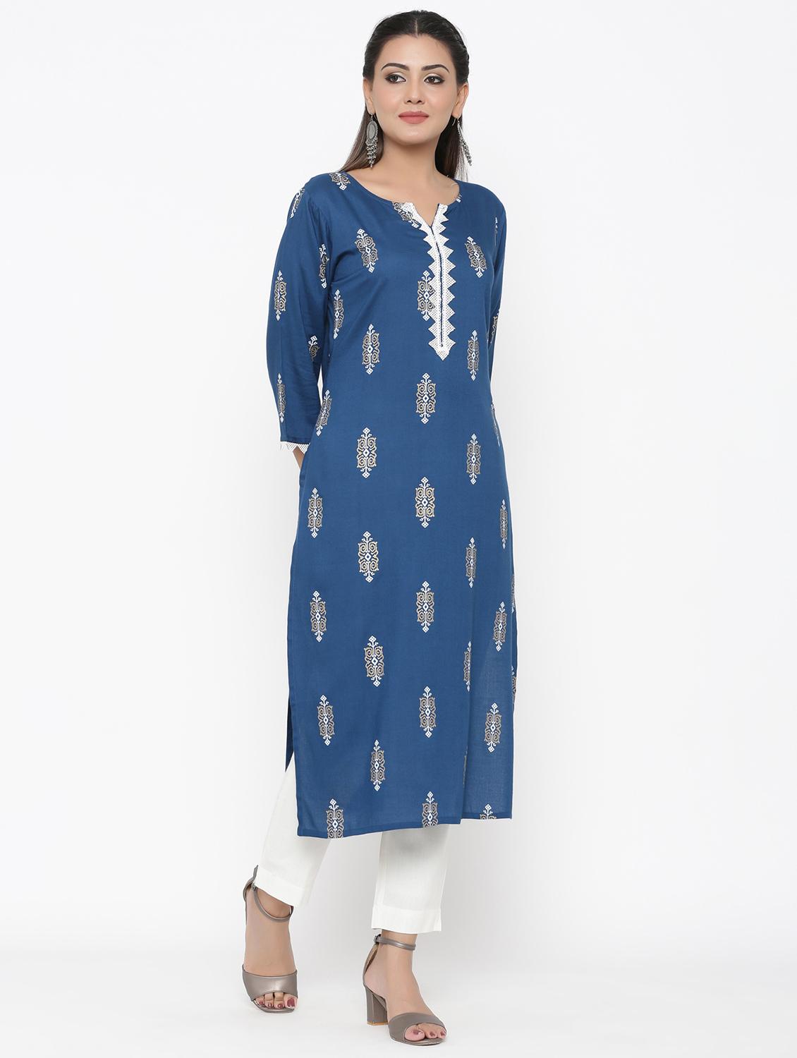 printed straight kurta - 17348589 - Zoom Image - 2