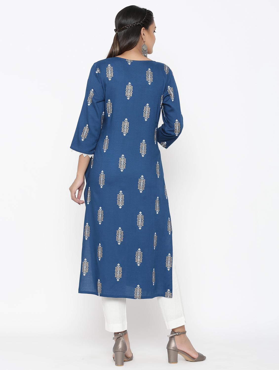 printed straight kurta - 17348589 - Zoom Image - 3