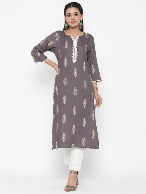 printed straight kurta - 17348591 - Standard Image - 1