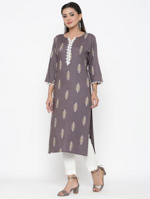 printed straight kurta - 17348591 - Standard Image - 2