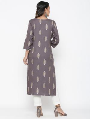 printed straight kurta - 17348591 - Standard Image - 3