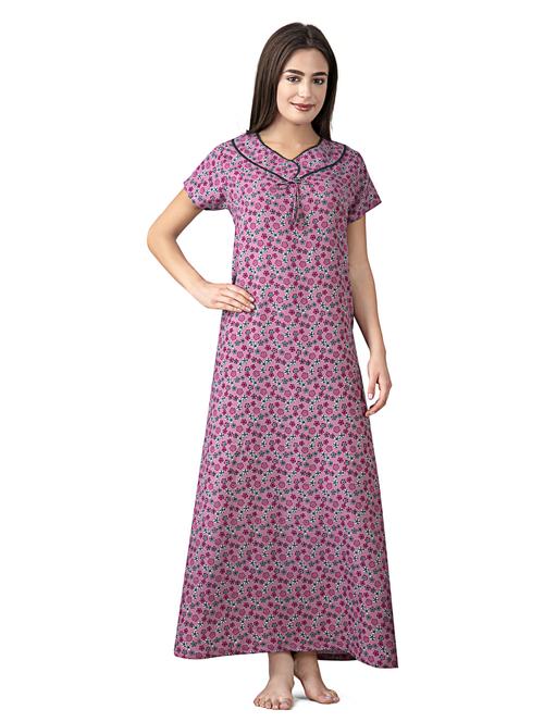 v-neck floral nighty - 17348694 - Standard Image - 1