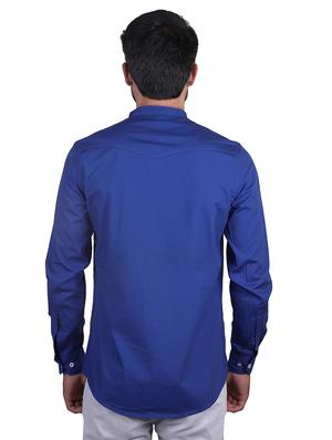 blue solid casual shirt - 17348852 - Standard Image - 3