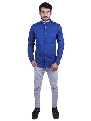 blue solid casual shirt - 17348852 - Standard Image - 4