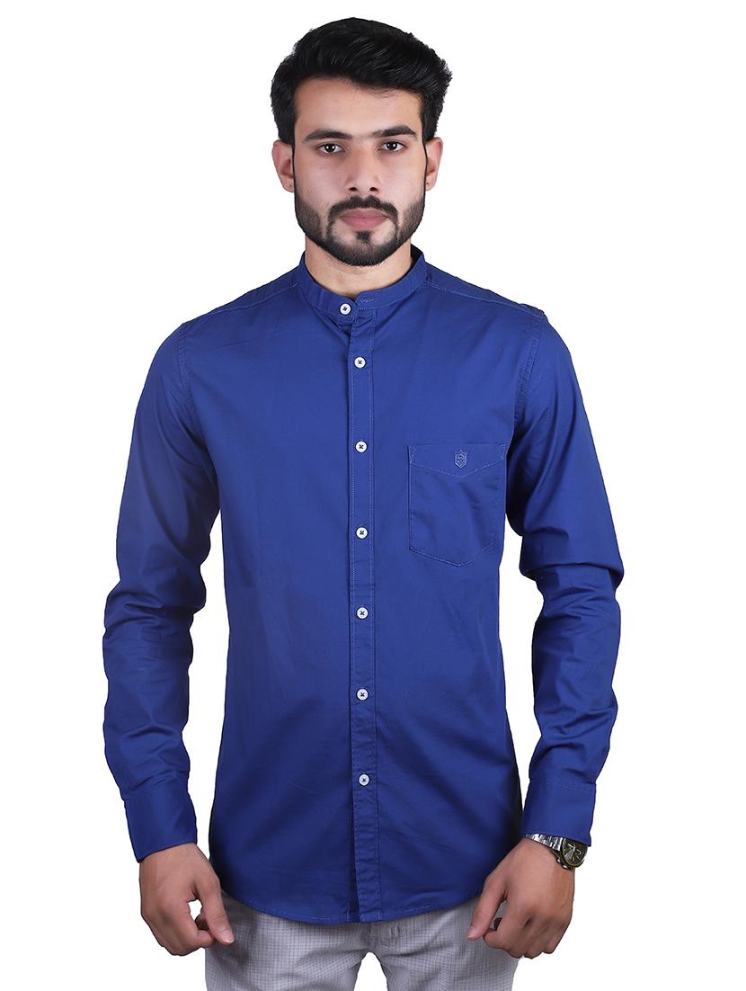 blue solid casual shirt - 17348852 - Zoom Image - 1