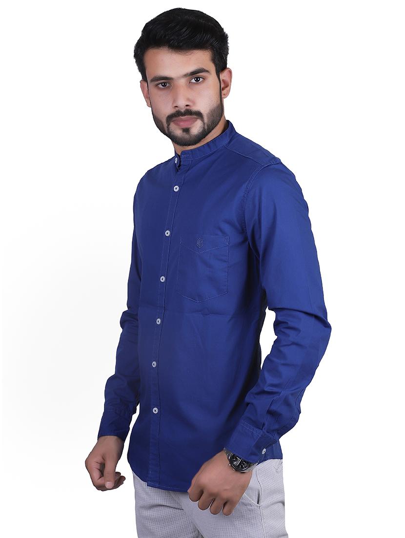 blue solid casual shirt - 17348852 - Zoom Image - 2