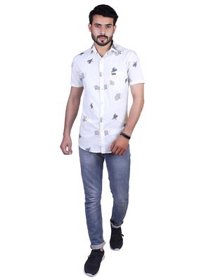 white printed casual shirt - 17348856 - Standard Image - 4