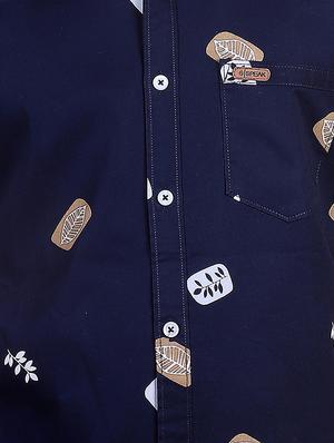 navy blue printed casual shirt - 17348858 - Standard Image - 5
