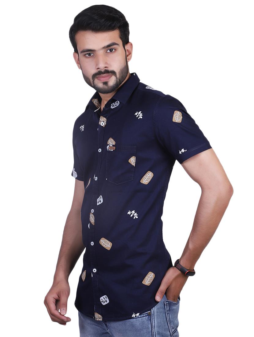navy blue printed casual shirt - 17348858 - Zoom Image - 2