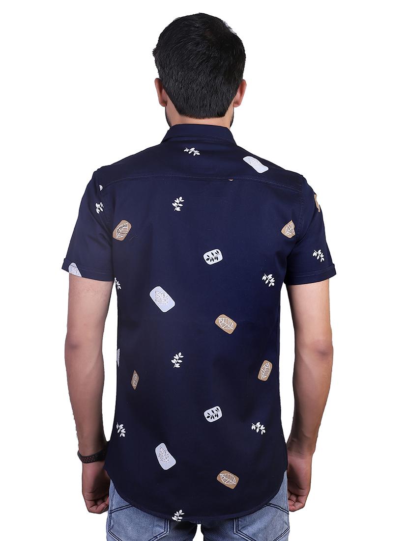 navy blue printed casual shirt - 17348858 - Zoom Image - 3