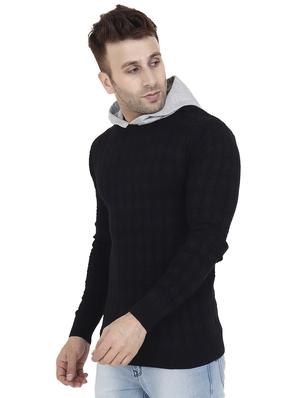 black self design woolen pullover - 17349272 - Standard Image - 3