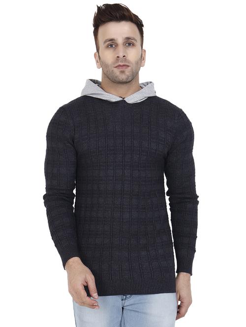 navy blue checkered pullover - 17349273 - Standard Image - 1