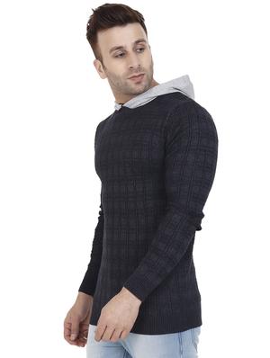 navy blue checkered pullover - 17349273 - Standard Image - 3