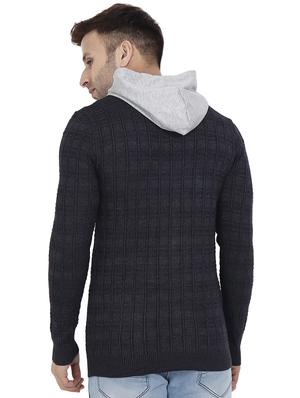 navy blue checkered pullover - 17349273 - Standard Image - 4