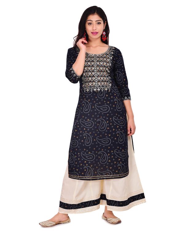 paisley straight kurta - 17349274 - Zoom Image - 1