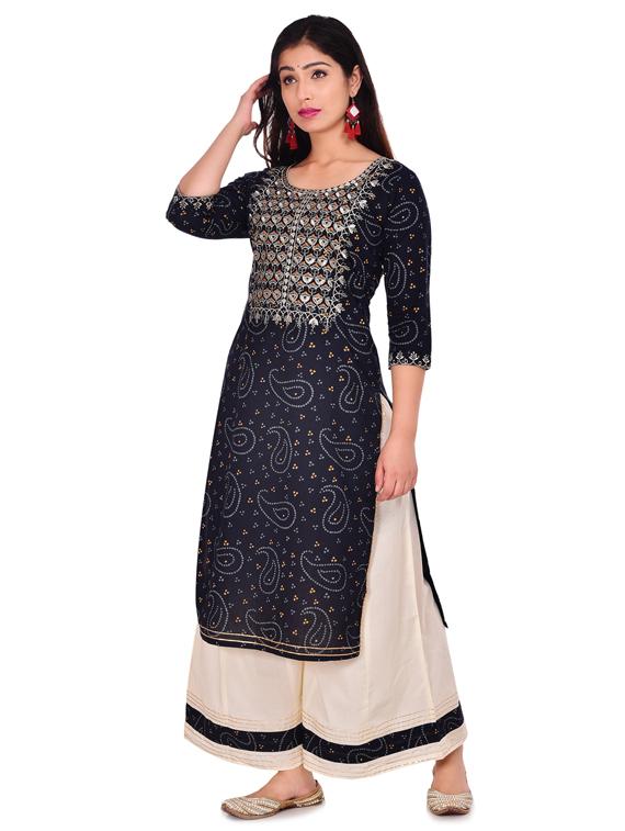 paisley straight kurta - 17349274 - Zoom Image - 2