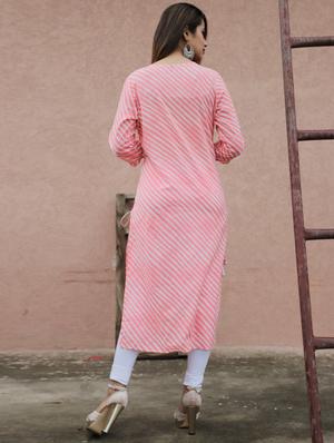 leheriya print straight kurta - 17349301 - Standard Image - 3
